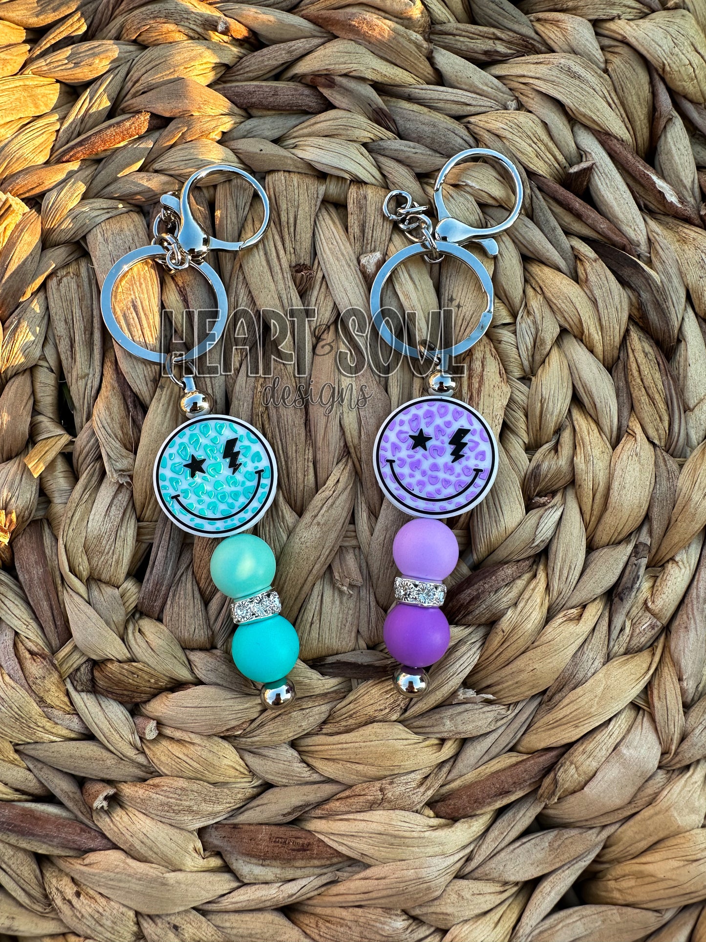 Leopard smiley keychain