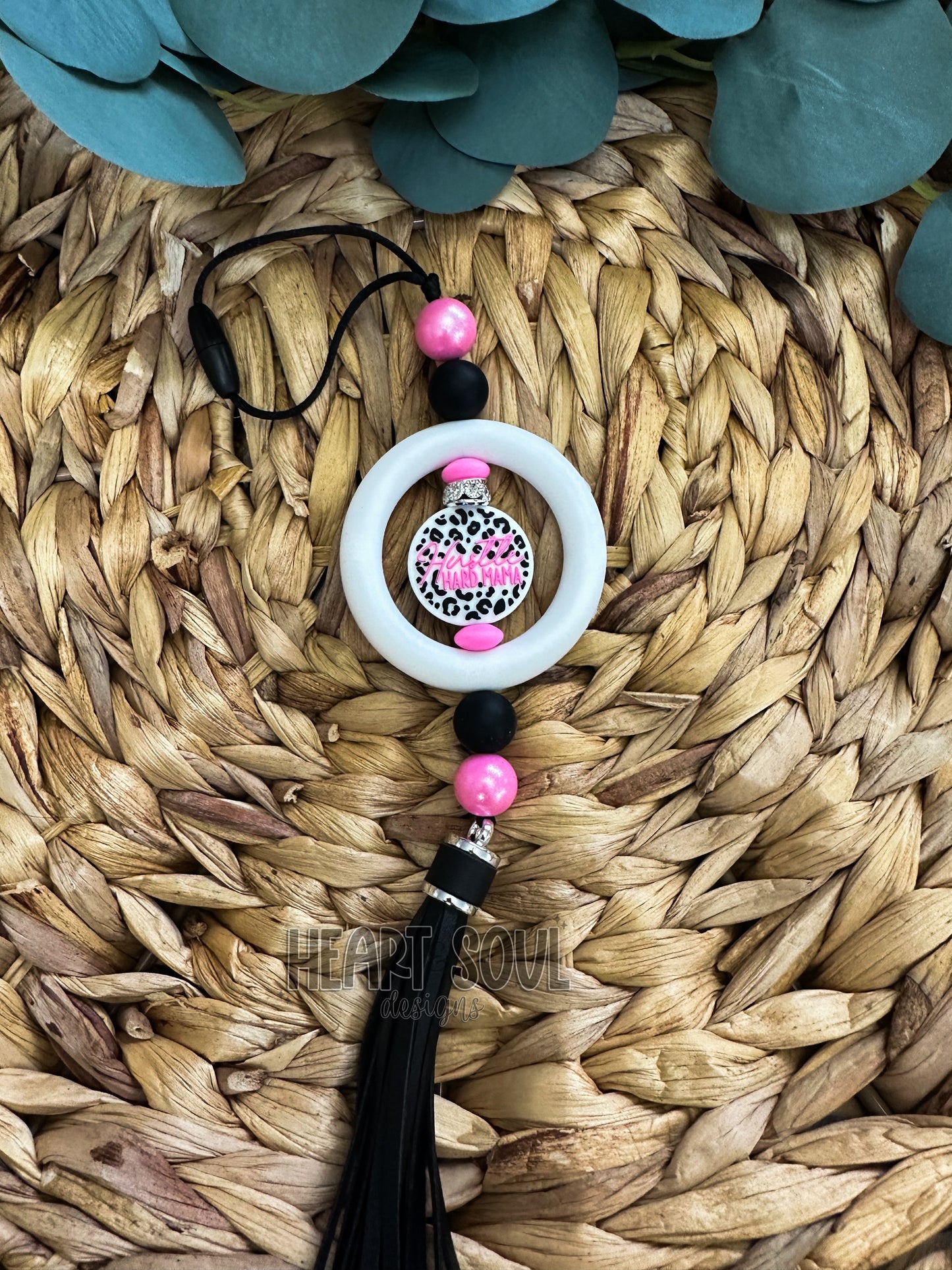 Hustle hard mama car charm