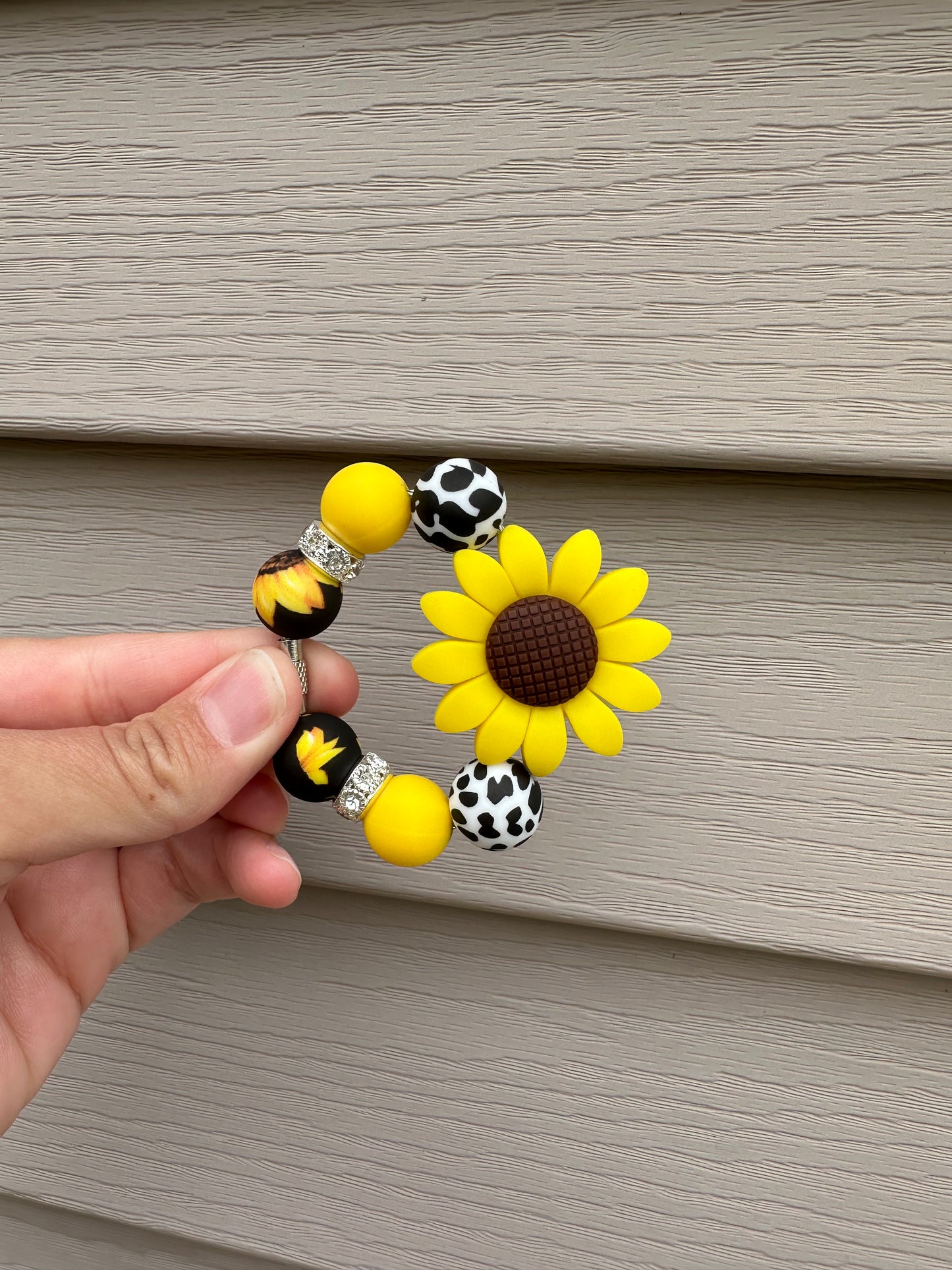 Sunflower Cowprint cup charm