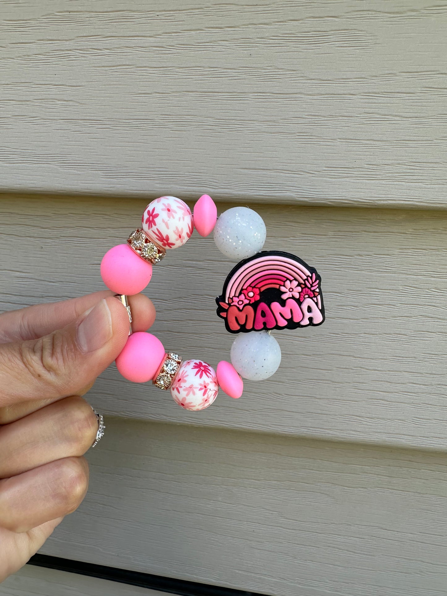 Mama pink rainbow cup charm