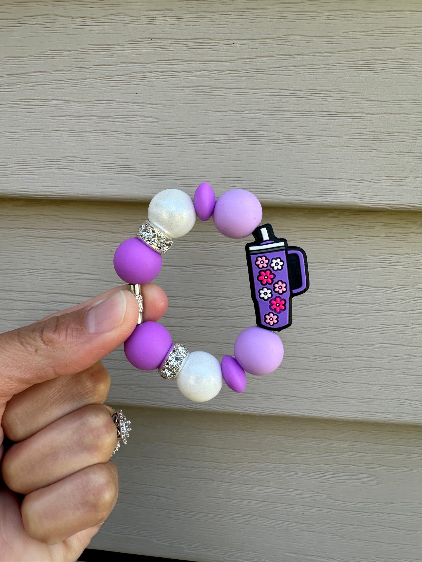 Purple daisy cup charm