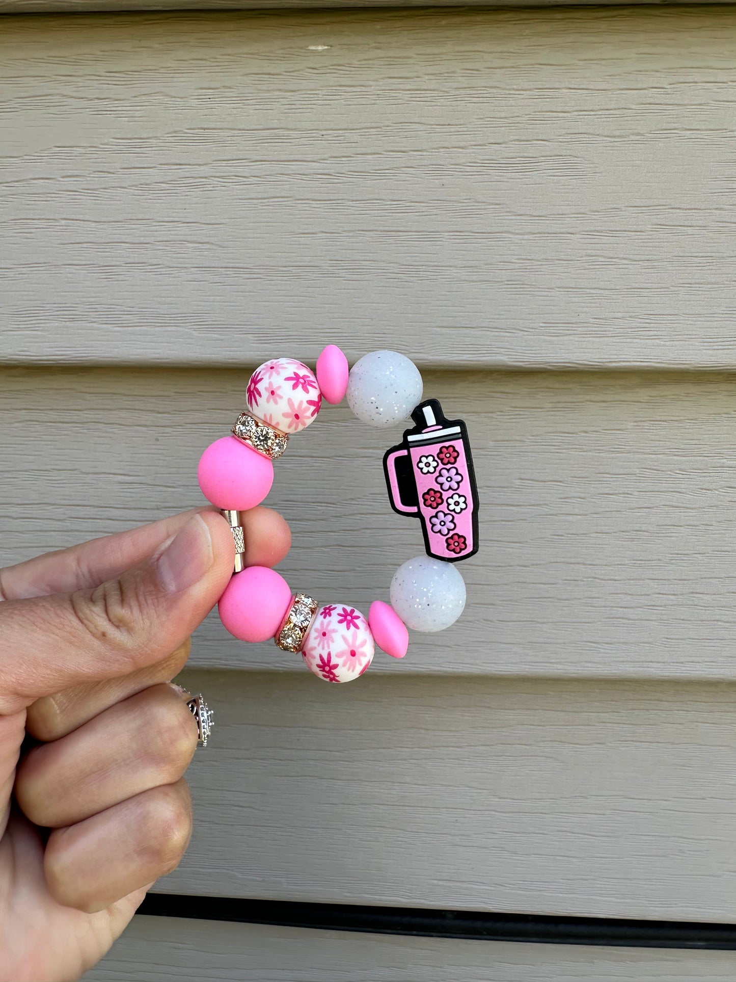 Pink Daisy cup charm