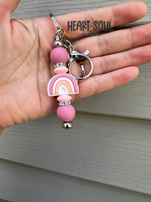 Pink rainbow keychain