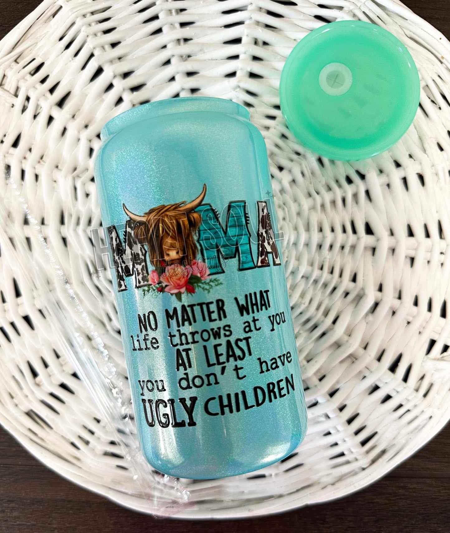At least you don’t have ugly children shimmer glass cup/mint
